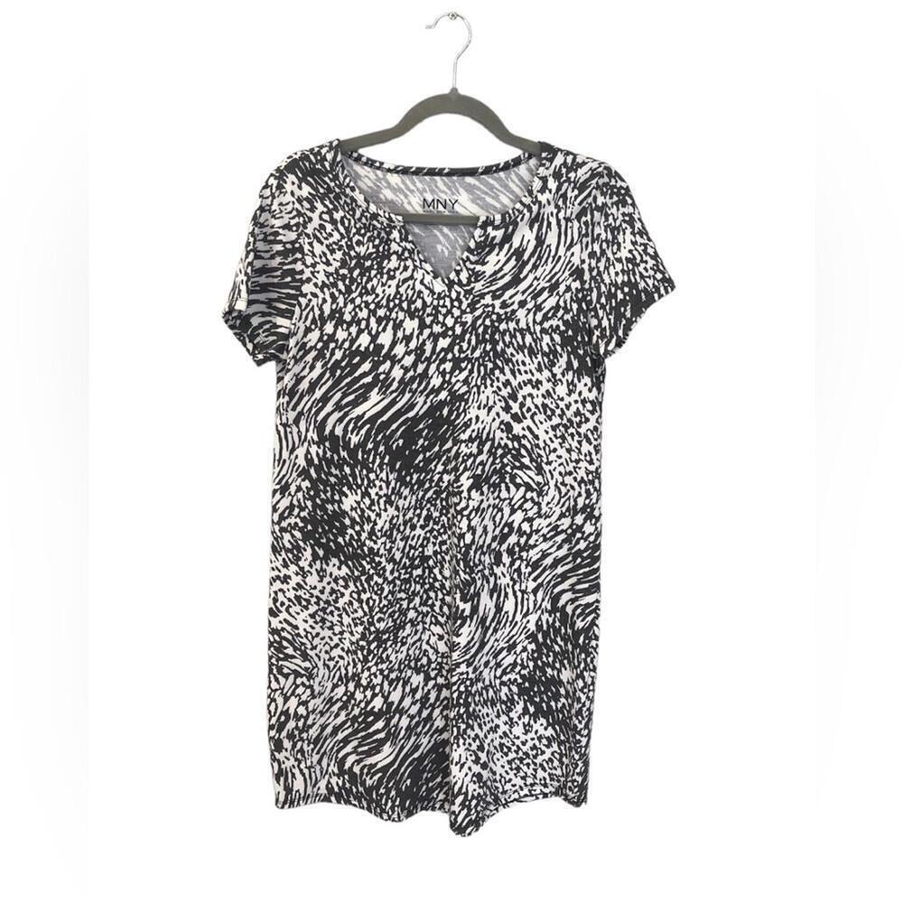 Marc New York Performance Dress Simple Pull Over V Neck Animal Print Tee Shirt